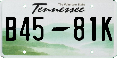 TN license plate B4581K
