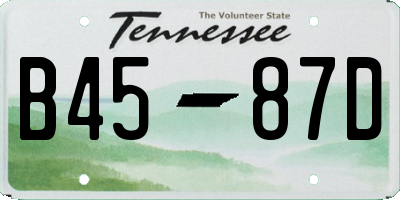 TN license plate B4587D