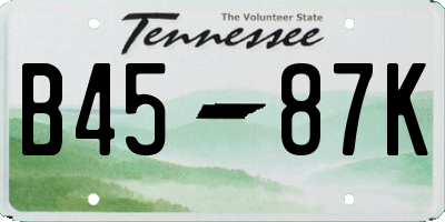 TN license plate B4587K