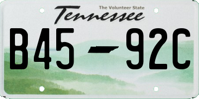 TN license plate B4592C