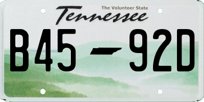 TN license plate B4592D