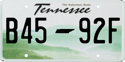 TN license plate B4592F