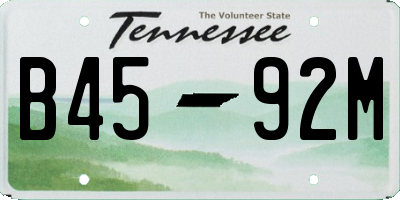 TN license plate B4592M