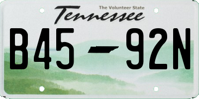 TN license plate B4592N