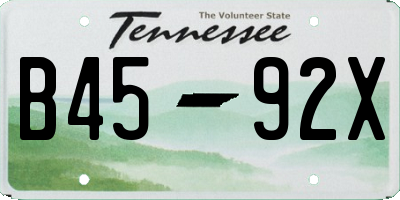 TN license plate B4592X