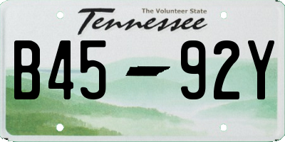 TN license plate B4592Y
