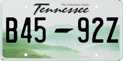 TN license plate B4592Z