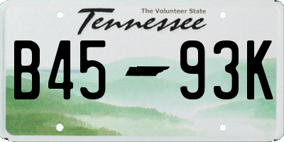 TN license plate B4593K