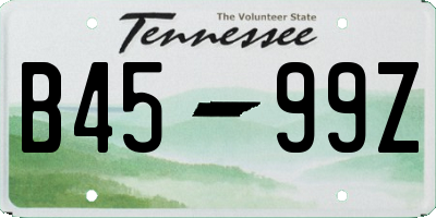 TN license plate B4599Z
