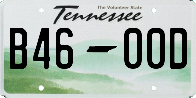 TN license plate B4600D
