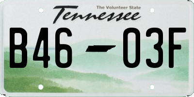 TN license plate B4603F