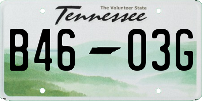TN license plate B4603G