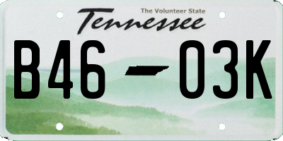 TN license plate B4603K