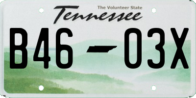 TN license plate B4603X