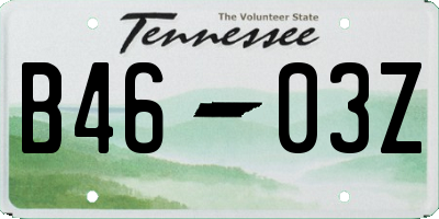 TN license plate B4603Z
