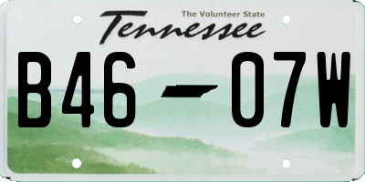 TN license plate B4607W