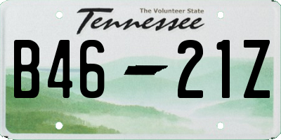 TN license plate B4621Z