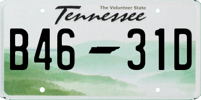 TN license plate B4631D