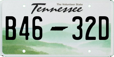 TN license plate B4632D