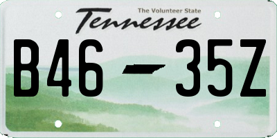 TN license plate B4635Z