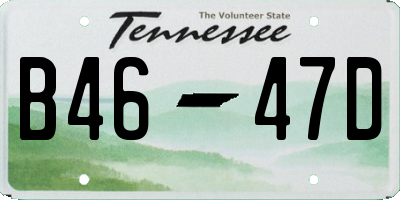 TN license plate B4647D