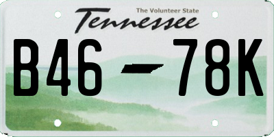 TN license plate B4678K