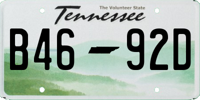 TN license plate B4692D