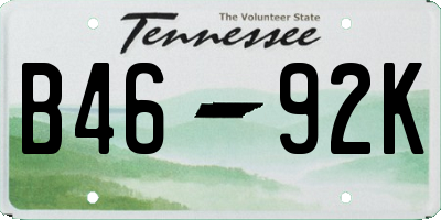TN license plate B4692K