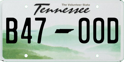 TN license plate B4700D
