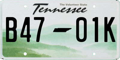 TN license plate B4701K
