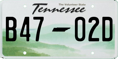 TN license plate B4702D
