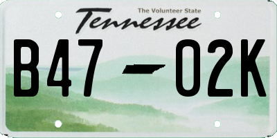 TN license plate B4702K