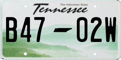 TN license plate B4702W