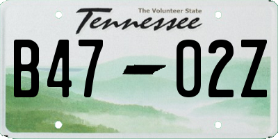 TN license plate B4702Z