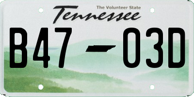 TN license plate B4703D