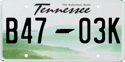 TN license plate B4703K