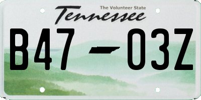 TN license plate B4703Z