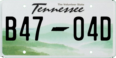 TN license plate B4704D