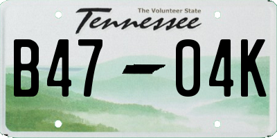 TN license plate B4704K