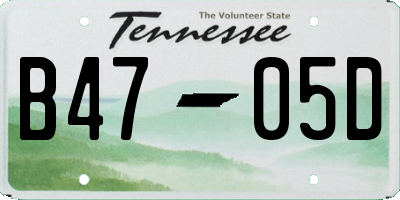 TN license plate B4705D