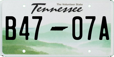 TN license plate B4707A