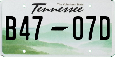 TN license plate B4707D