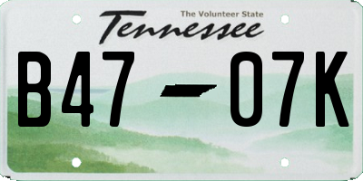 TN license plate B4707K