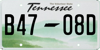 TN license plate B4708D