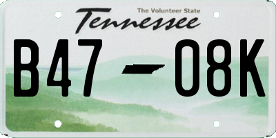 TN license plate B4708K