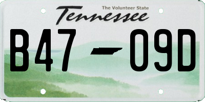 TN license plate B4709D