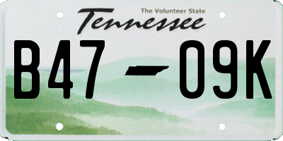 TN license plate B4709K