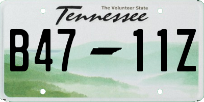 TN license plate B4711Z