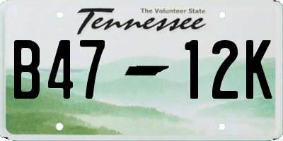 TN license plate B4712K