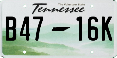 TN license plate B4716K